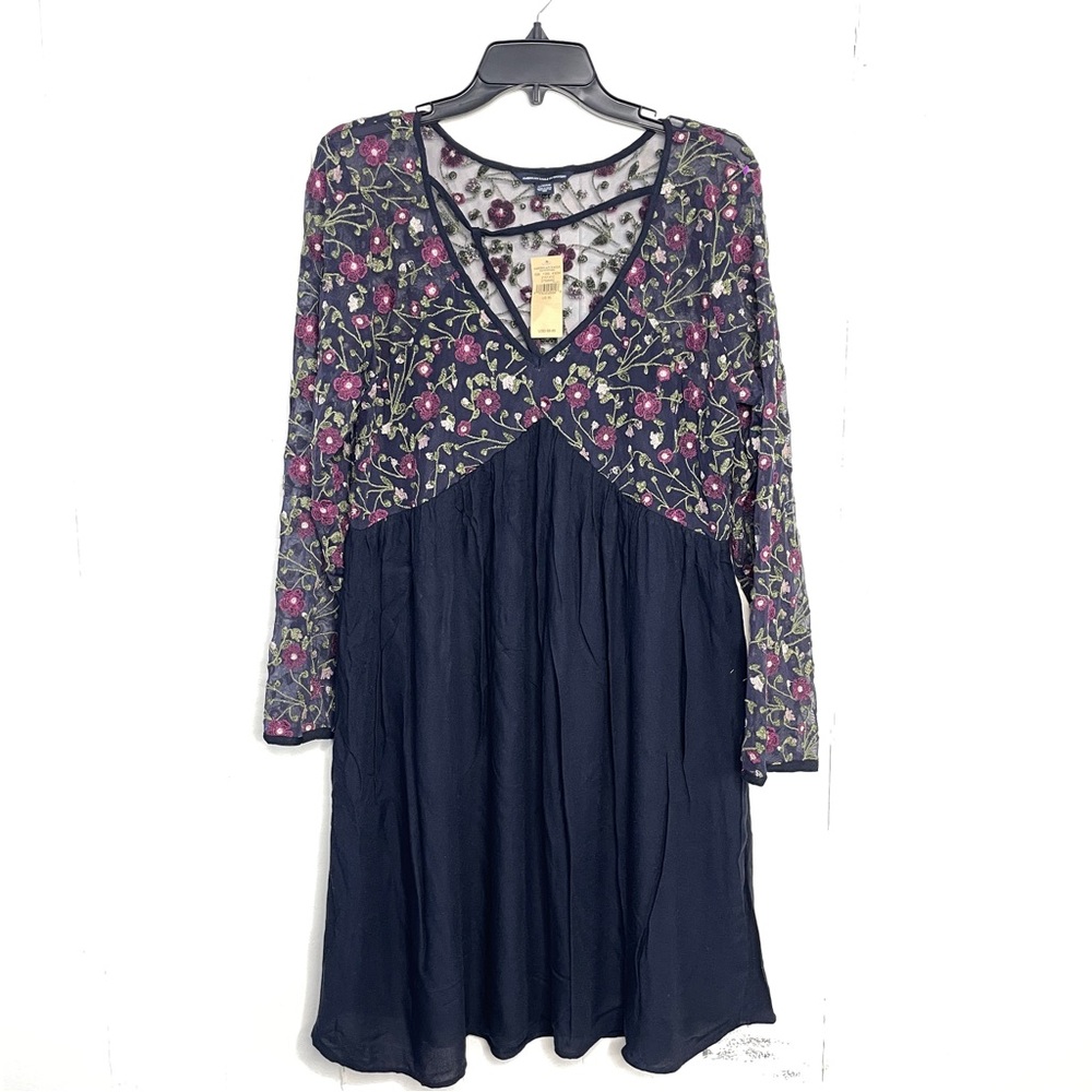 NWT American Eagle sheer floral dress with lining, size XL